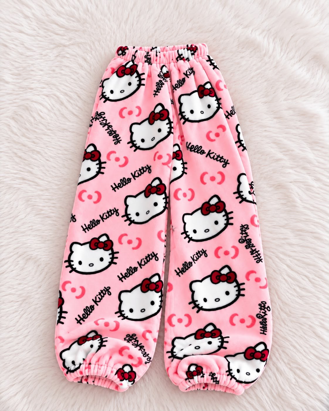Pembe Hello Kitty Cloudy Peluş Eşofman Altı