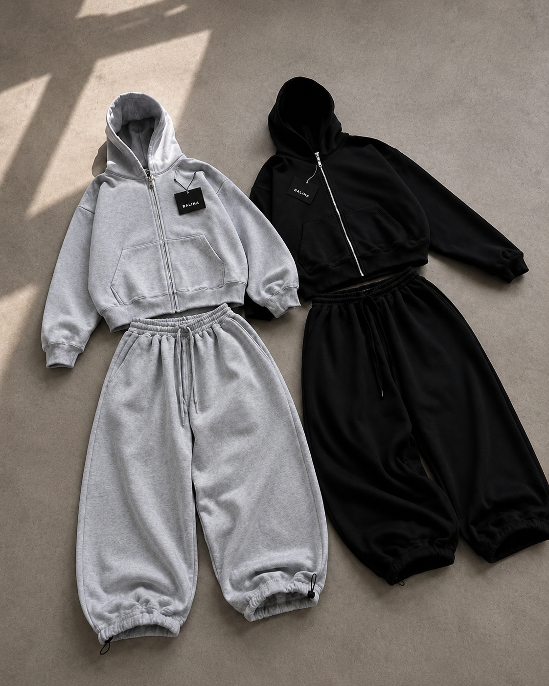 Siyah Basic Düz Baggy Kalıp Unisex Eşofman Takımı