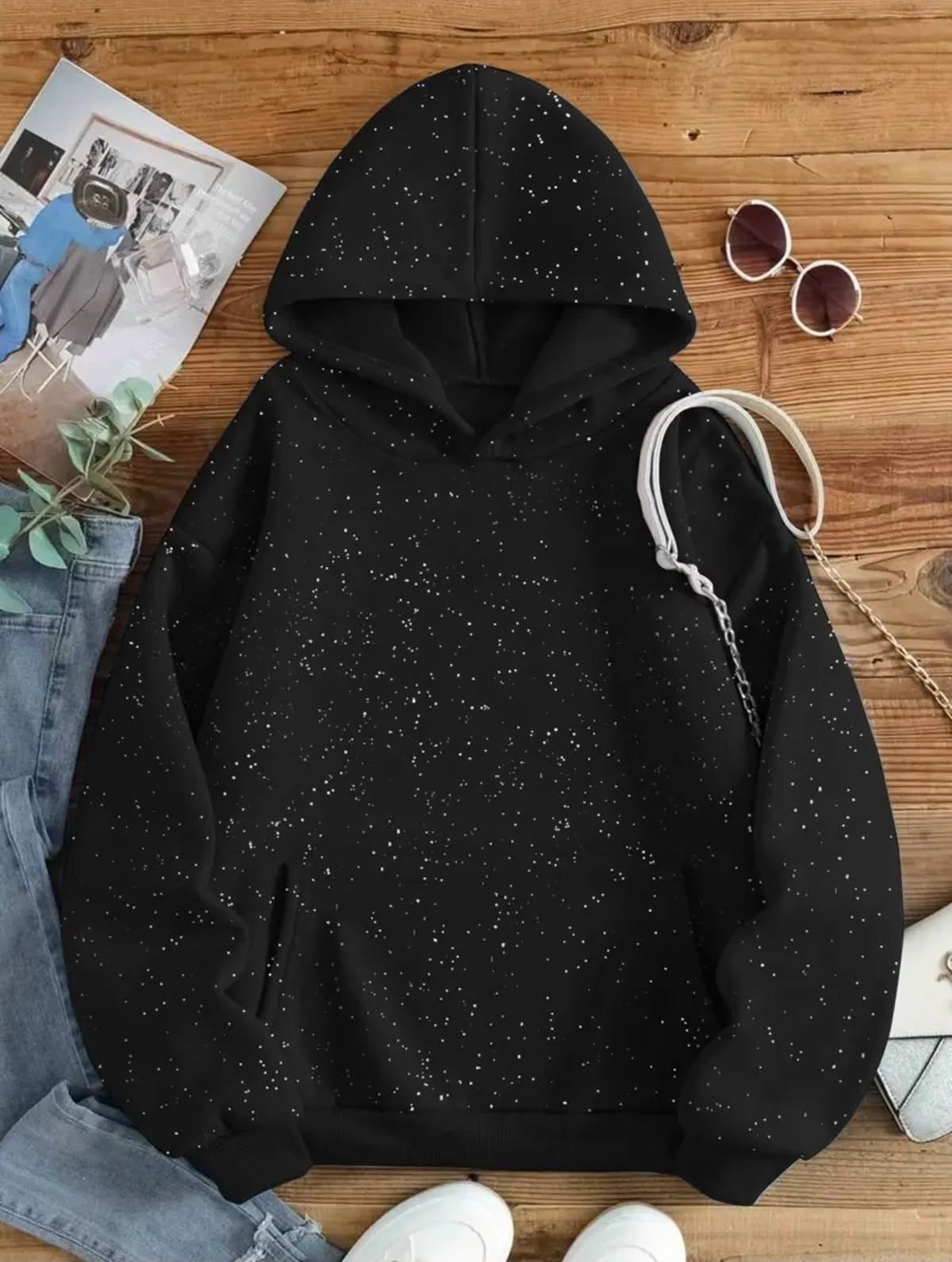 Siyah Crystal Sim Detaylı Sweatshirt