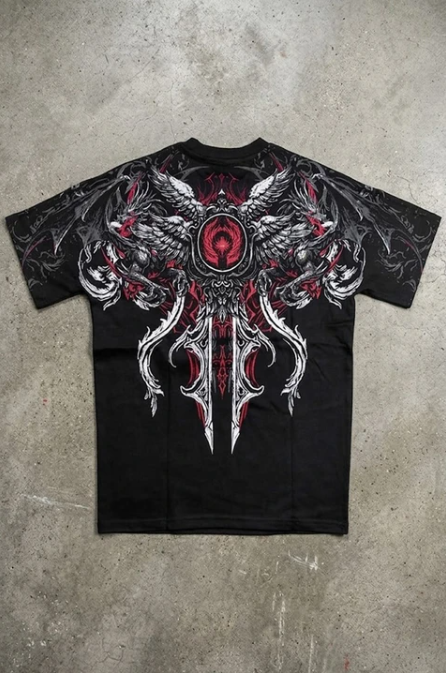 Siyah Dark Fantasy Gotik Y2K Unsiex T-Shirt