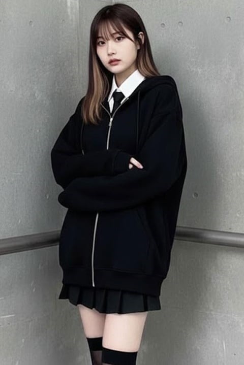 Siyah Düz Oversize Kalın Kapüşonlu Unisex Hırka