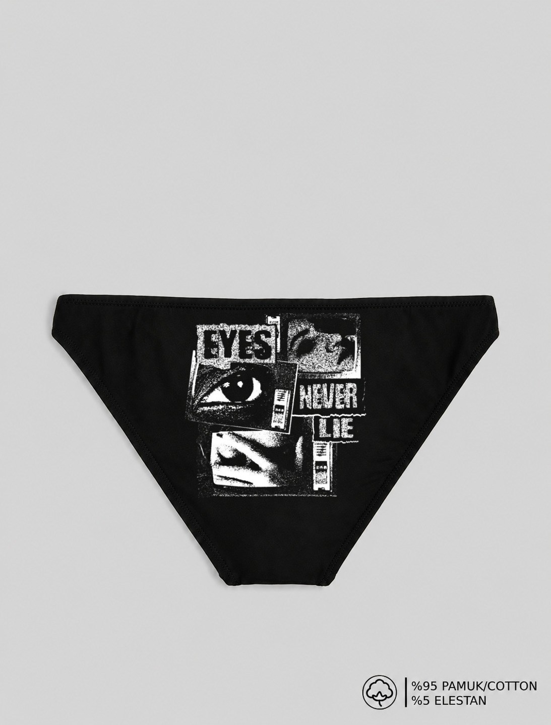 Siyah Eye's Never Lie Baskılı Bikini Kalıp Külot