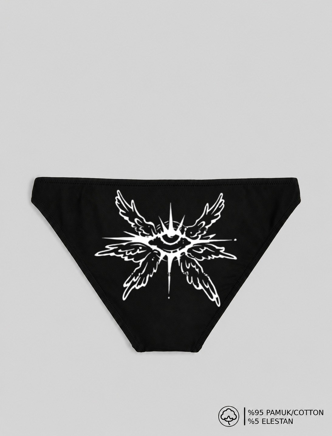 Siyah Frolar Eye Baskılı Bikini Kalıp Külot