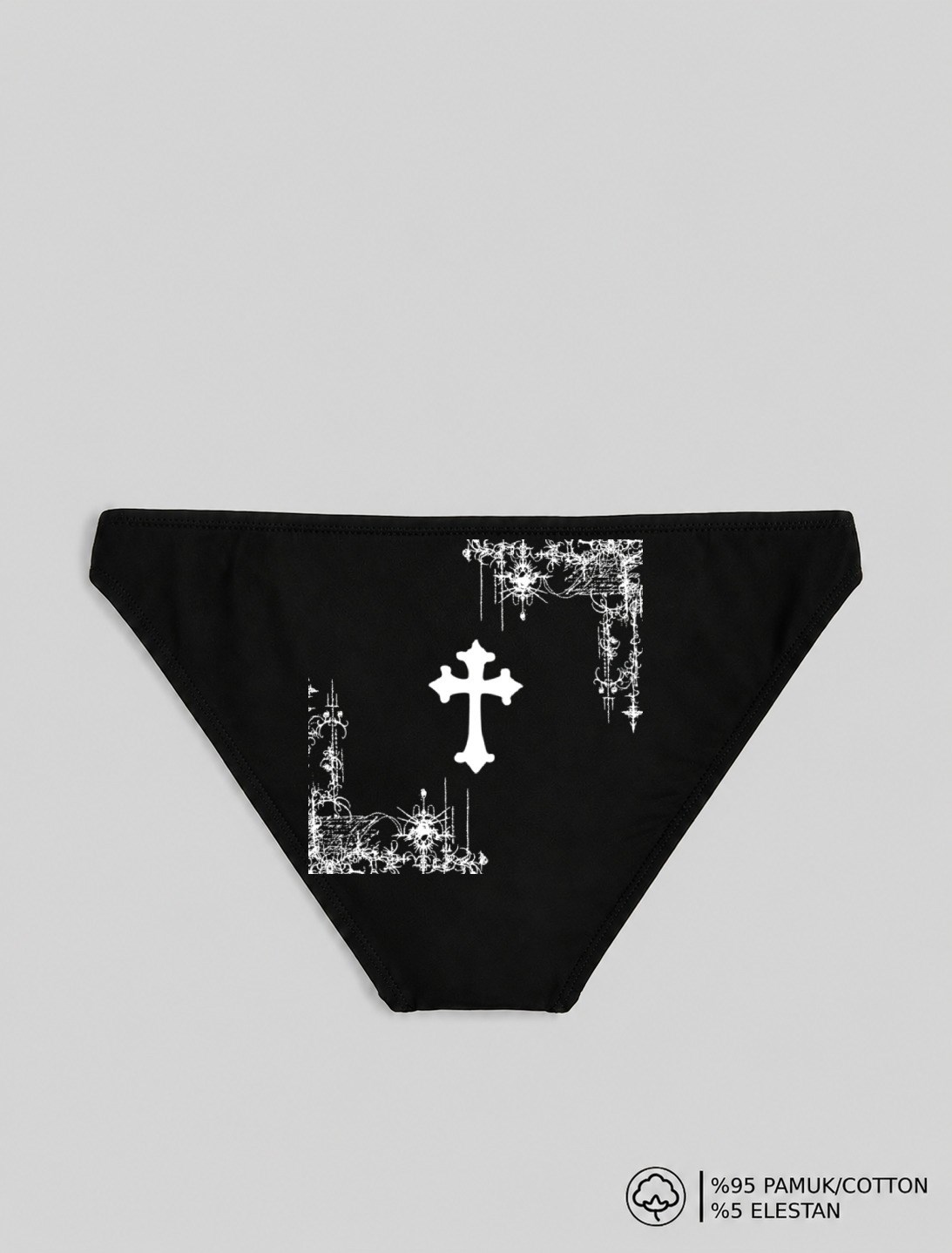 Siyah Haç Baskılı Bikini Kalıp Külot
