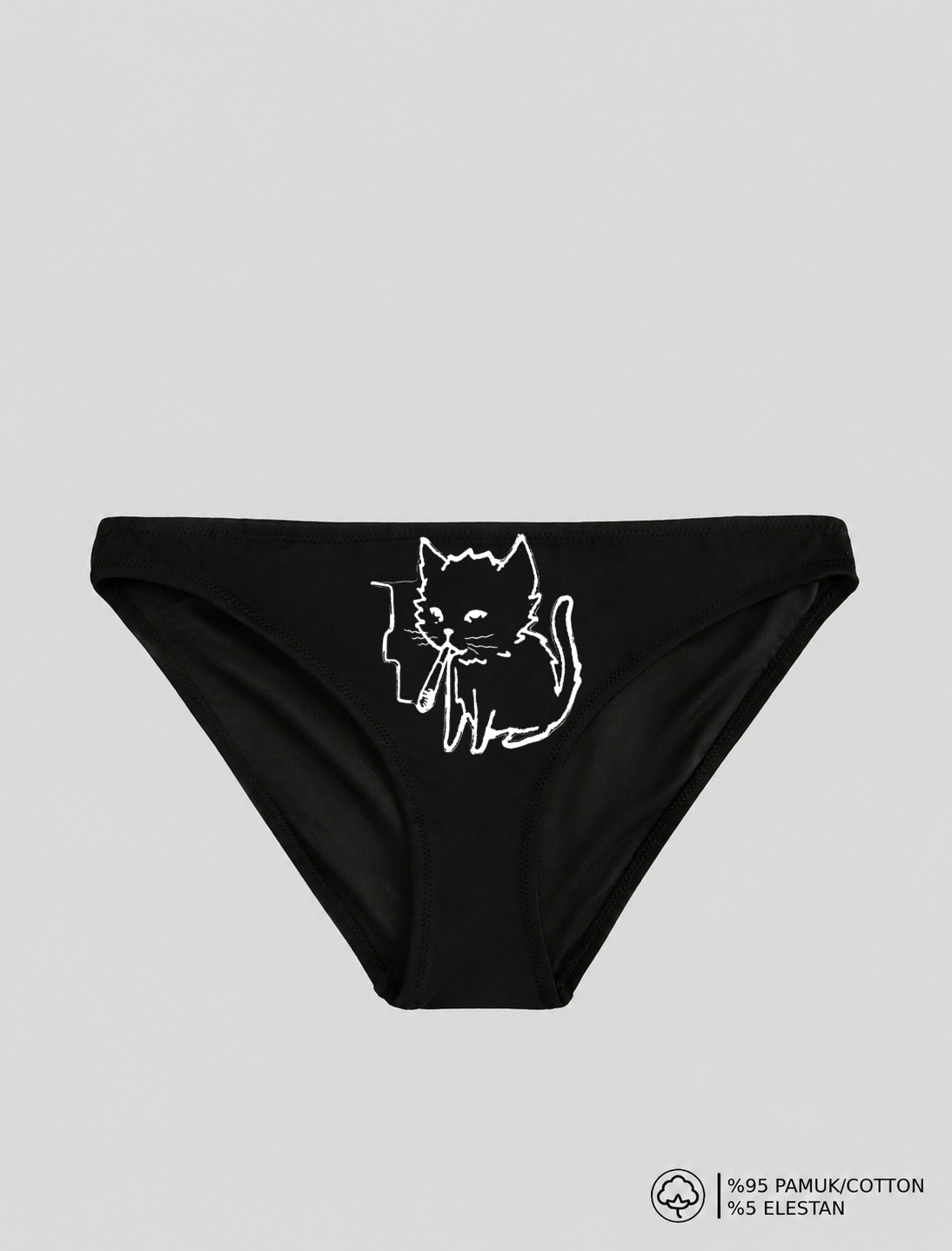 Siyah Kedy Baskılı Bikini Kalıp Külot