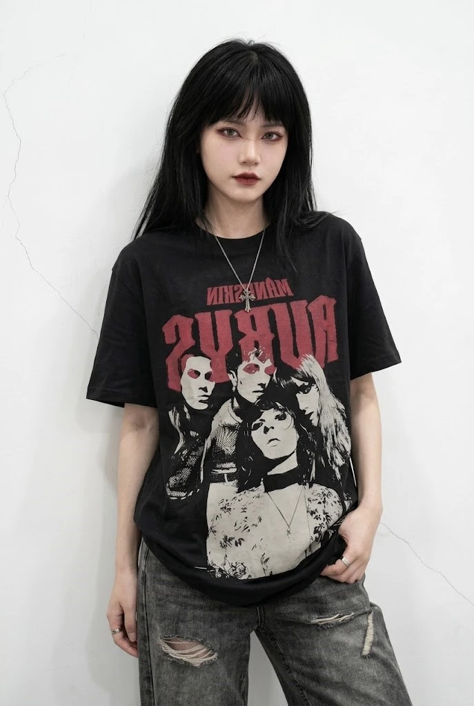 Siyah Maneskin Y2K Unisex T-Shirt