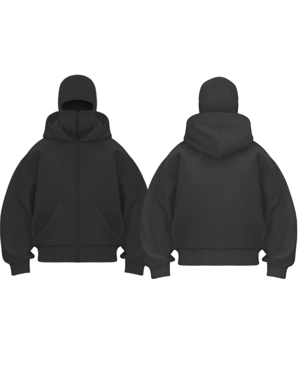 Siyah Maskeli Unisex Kapüşonlu Hırka