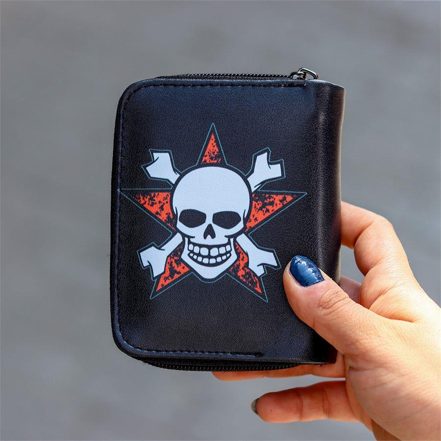 Siyah Red Star Skull Basic Kısa Cüzdan