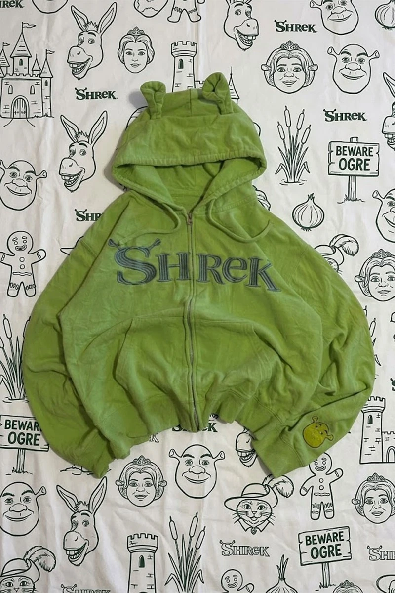 Yeşil Shrek Kulaklı Unisex Hırka