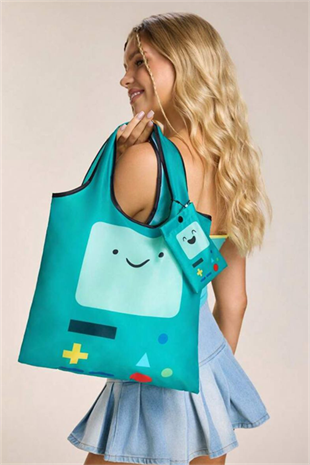 Mavi Adventure Time BMO Polyester Katlanabilir Bez Çanta