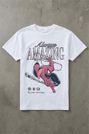Beyaz Always Amazing Spider Cartoon Unisex T-Shirt