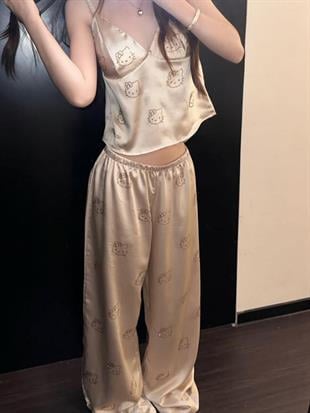 Hello Kitty Taş Detaylı Şık Homewear Pijama Takımı