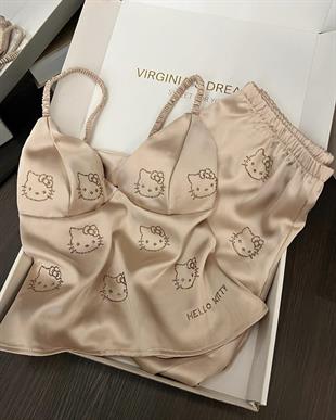 Hello Kitty Taş Detaylı Şık Homewear  Pijama Takımı