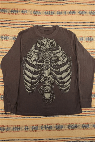 Kahverengi Anatomi Kaburga Gotik Unisex Sweatshirt