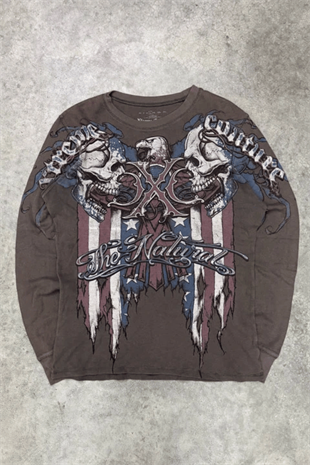 Kahverengi Xtreme Couture Eagle USA Unisex Sweatshirt