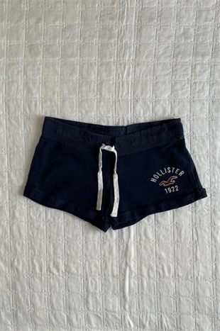 Lacivert Hollister Nakış Logolu Mini Sweat Şort