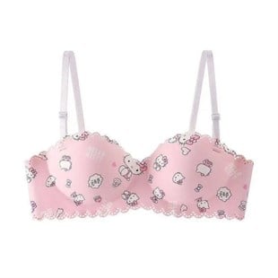 Pembe Lazer Kesim Yarım Dolgulu Hello Kitty Sütyen