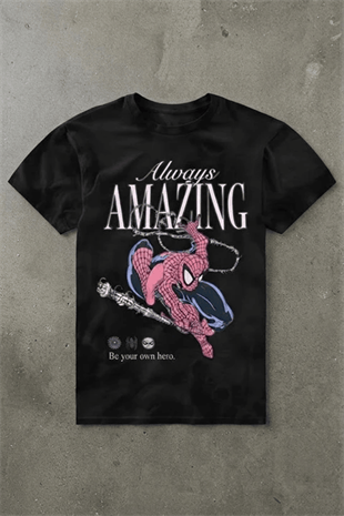 Siyah Always Amazing Spider Cartoon Unisex T-Shirt