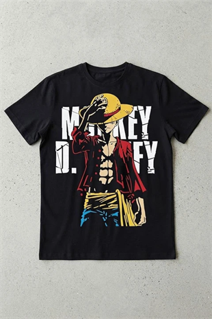 Siyah Anime One Piece Monkey D. Luffy Y2K Unisex T-Shirt
