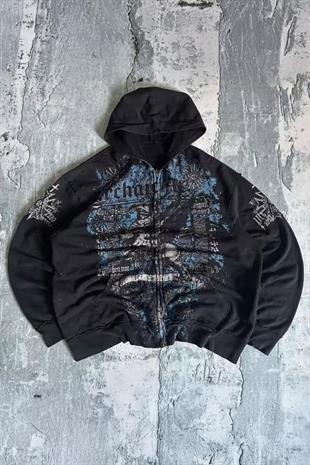 Siyah Archaic Atelier Y2K Kapüşonlu Unisex Hırka