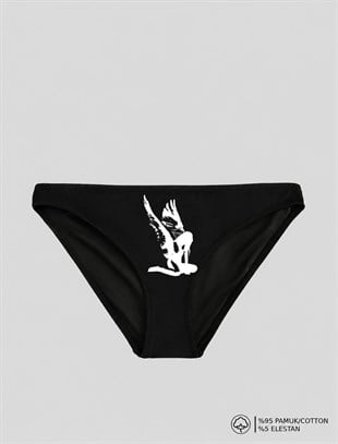 Siyah Cry Angel Baskılı Bikini Kalıp Külot