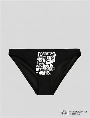 Siyah Forget Who Forget's Who  Baskılı Bikini Kalıp Külot