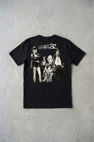 Siyah Gorilaz Unisex Y2K T-Shirt