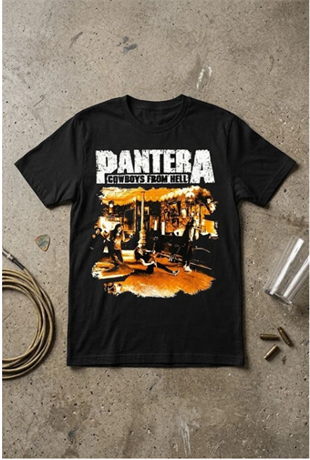 Siyah Pantera Cowboys From Hell Unisex Y2K T-Shirt