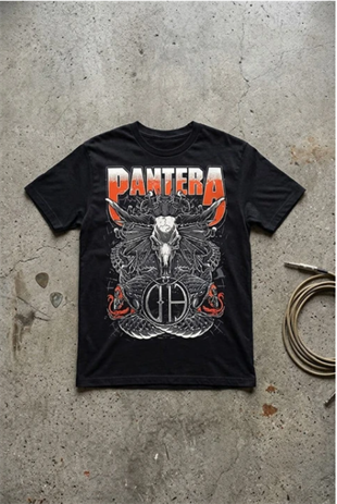 Siyah Pantera Skull & Snake Unisex Y2K T-Shirt