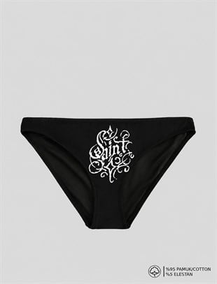 Siyah SainT Baskılı Bikini Kalıp Külot