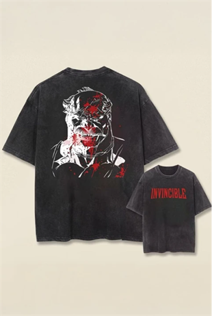 Siyah Yıkamalı Invincible Omni-Man Unisex T-Shirt