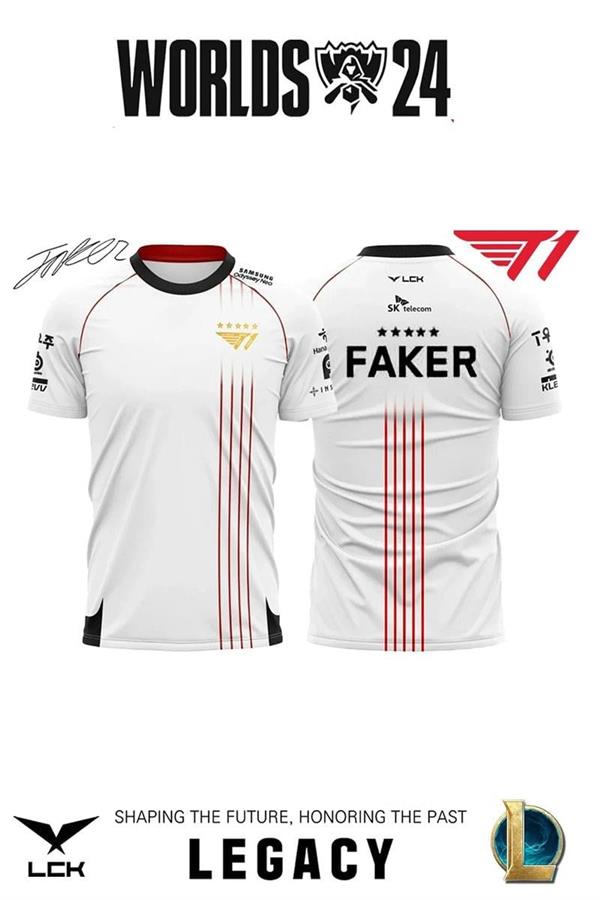 T1ユニフォーム　fakerのネーム付き beyaz-faker-2024-t1-