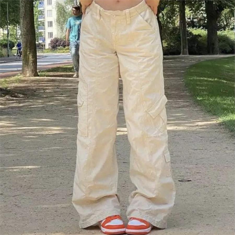  Krem Beli Lastikli Kargo Pantolon