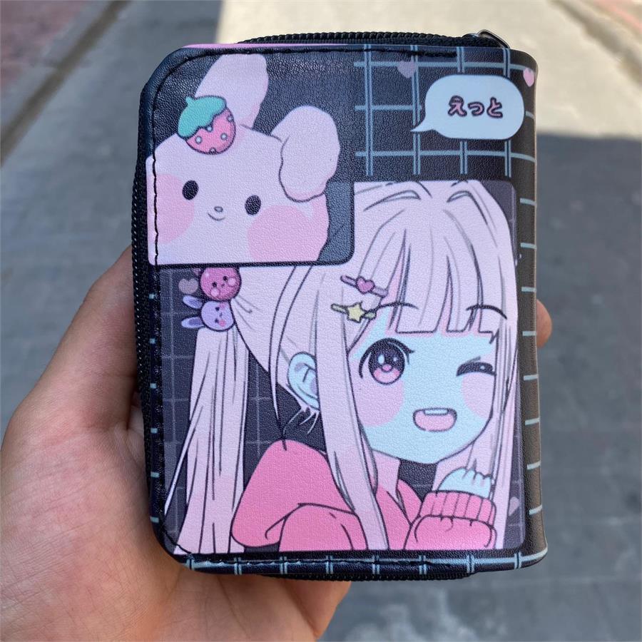 Anime Pink Cute Girl Kısa Cüzdan