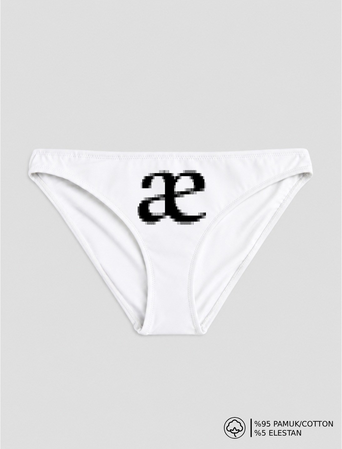 Beyaz 'AE' Baskılı Bikini Kalıp Külot