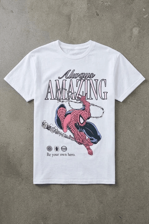 Beyaz Always Amazing Spider Cartoon Unisex T-Shirt