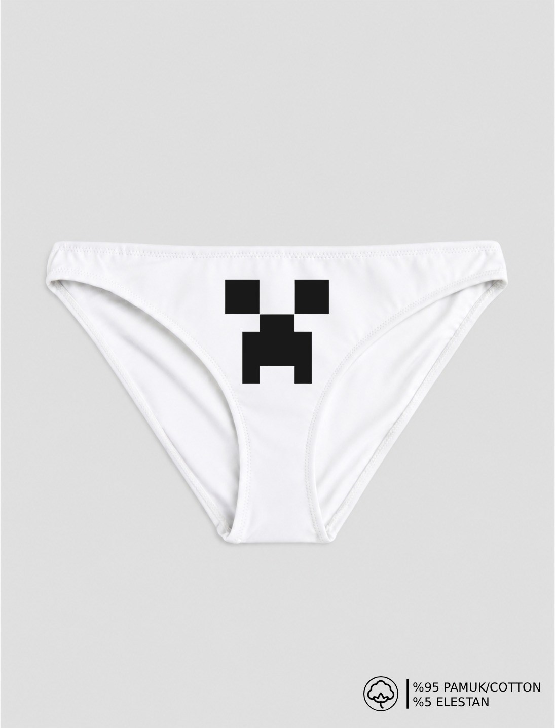 Beyaz Creeper Baskılı Bikini Kalıp Külot