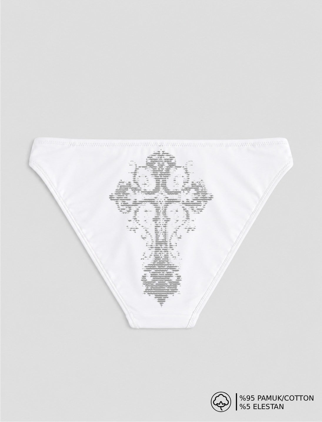 Beyaz Haç Baskılı Bikini Kalıp Külot