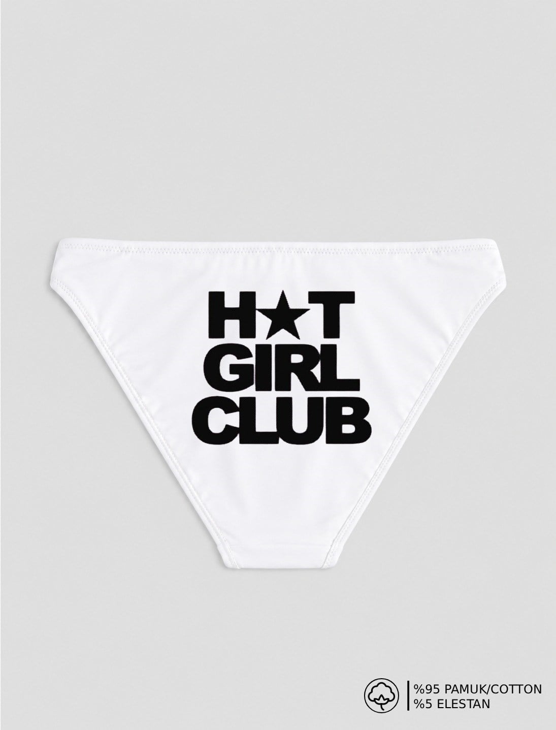 Beyaz Hot Girl Club Baskılı Bikini Kalıp Külot