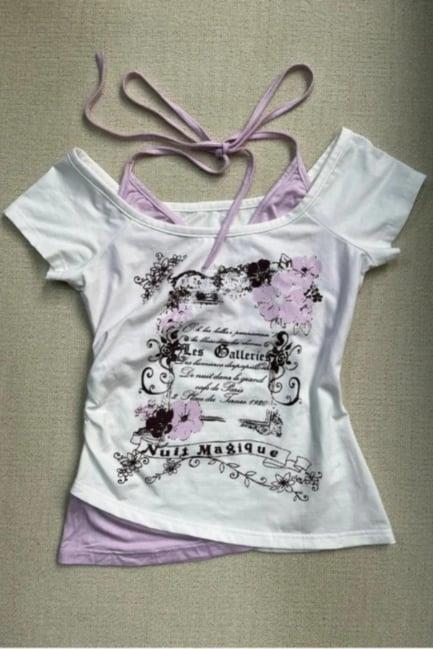 Beyaz Nuit Magique Madonna Yaka Ek Askılı Kısa Kollu Full Body Crop