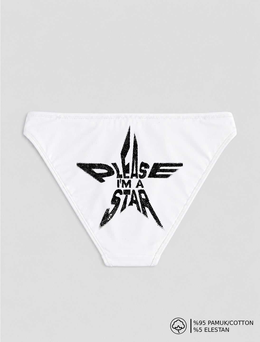 Beyaz Please I'am Star Baskılı Bikini Kalıp Külot