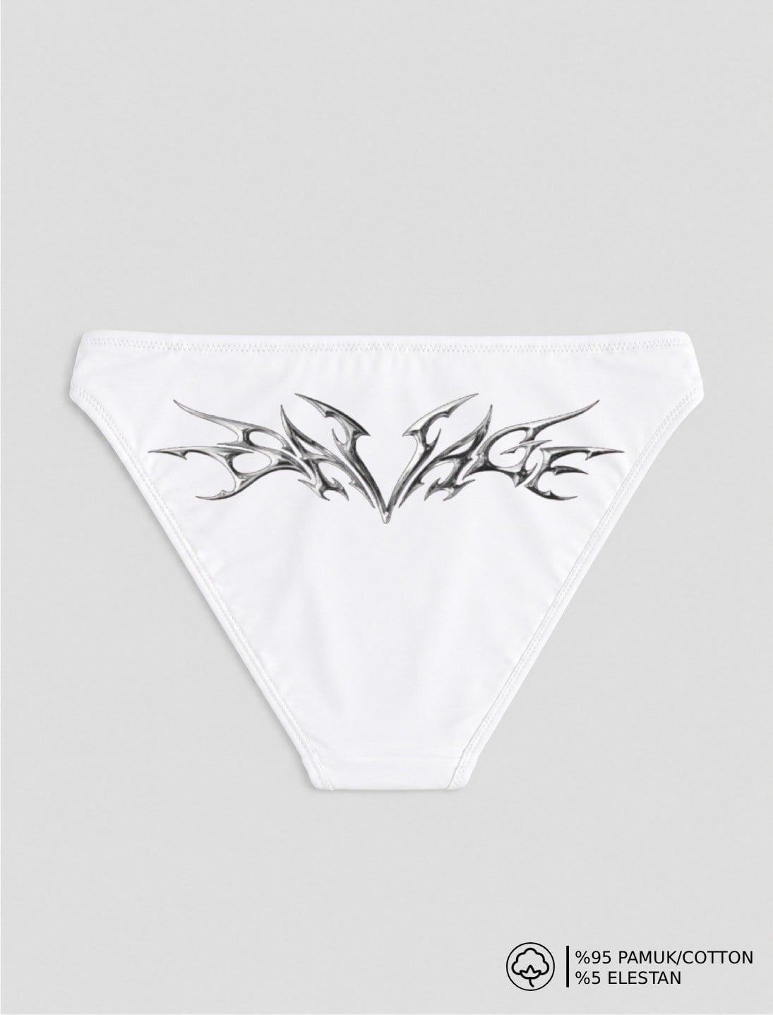 Beyaz Savage Baskılı Bikini Kalıp Külot
