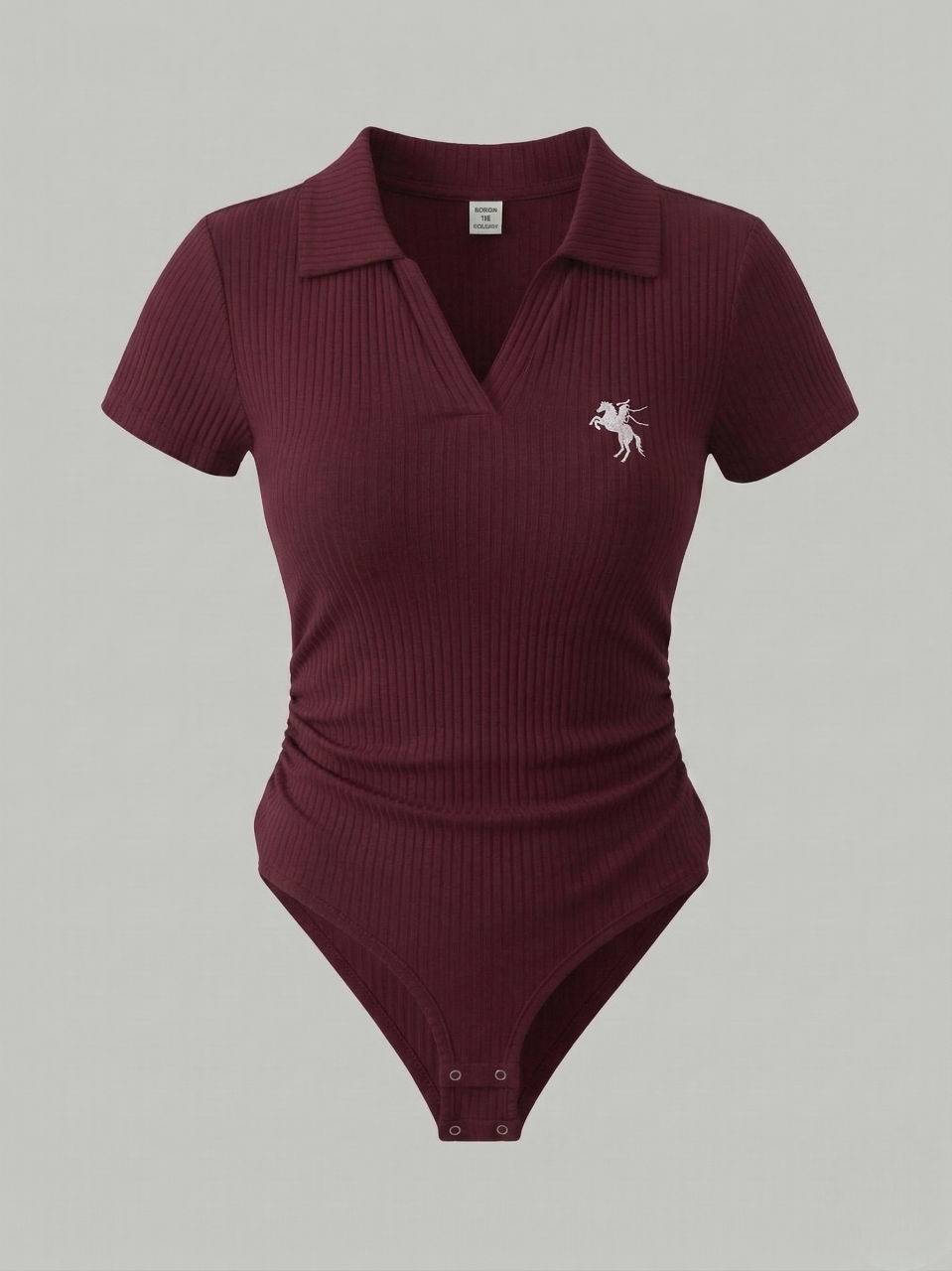 Bordo Polo Yaka Fitilli Likralı Premium Zıbın