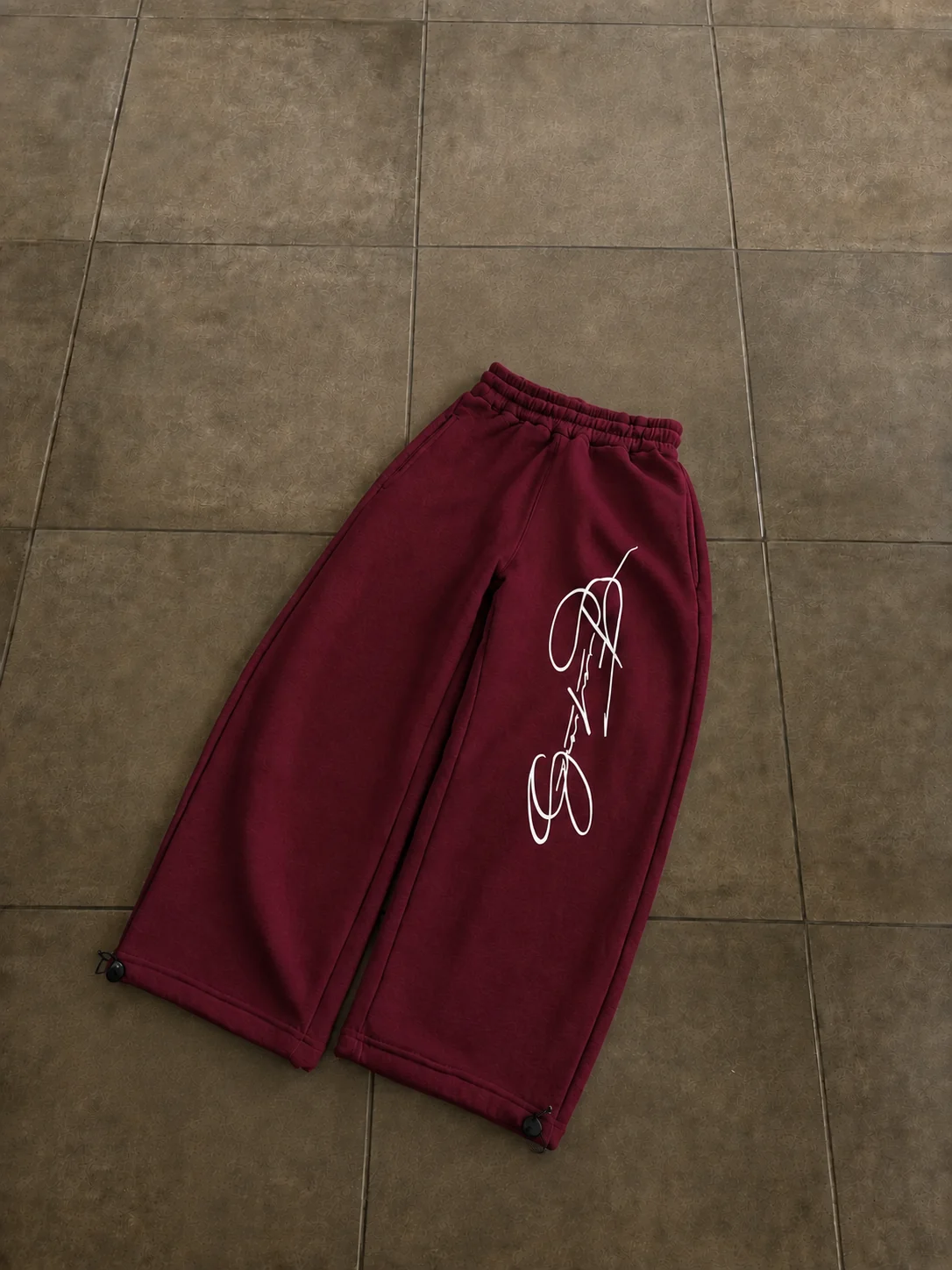 Bordo Signature Script Baggy Unisex Eşofman Altı