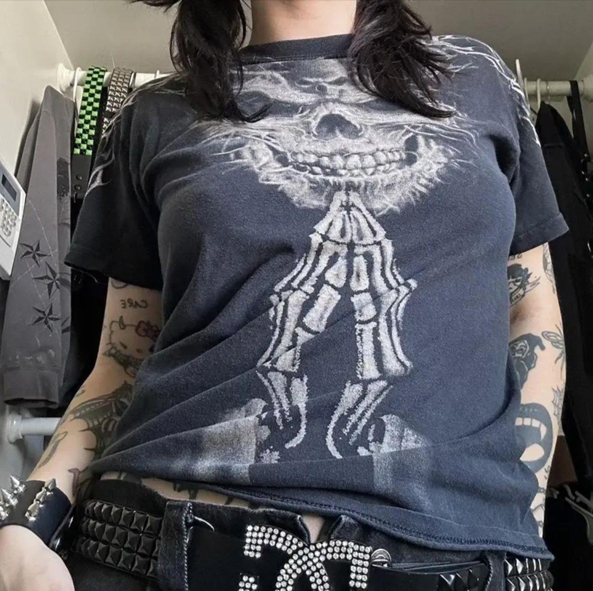 Füme Vintage Devil Skull Cyber Grunge Unisex T-shirt
