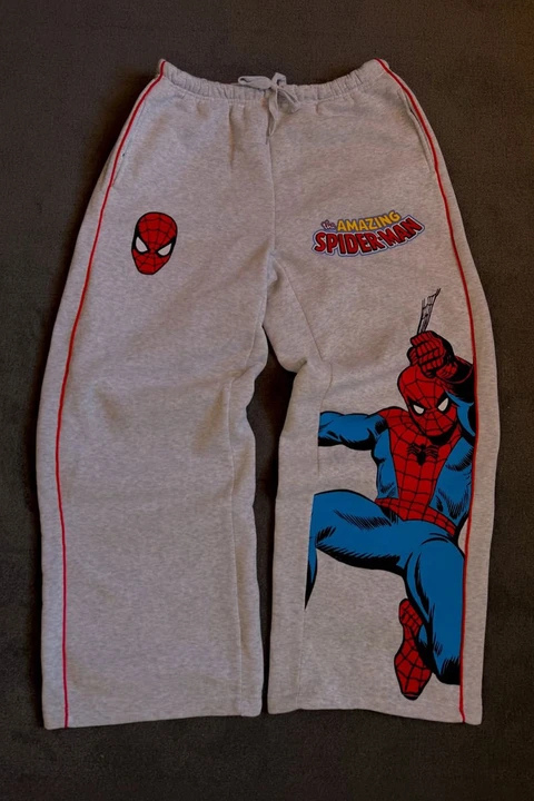 Gri Melanj Always Amazing Spider Kırmızı Şeritli Unisex Eşofman Altı