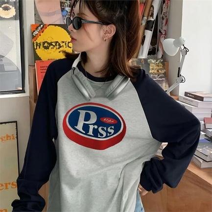 Gri Melanj Raglan Vintage PRSS (Unisex) Uzun Kollu