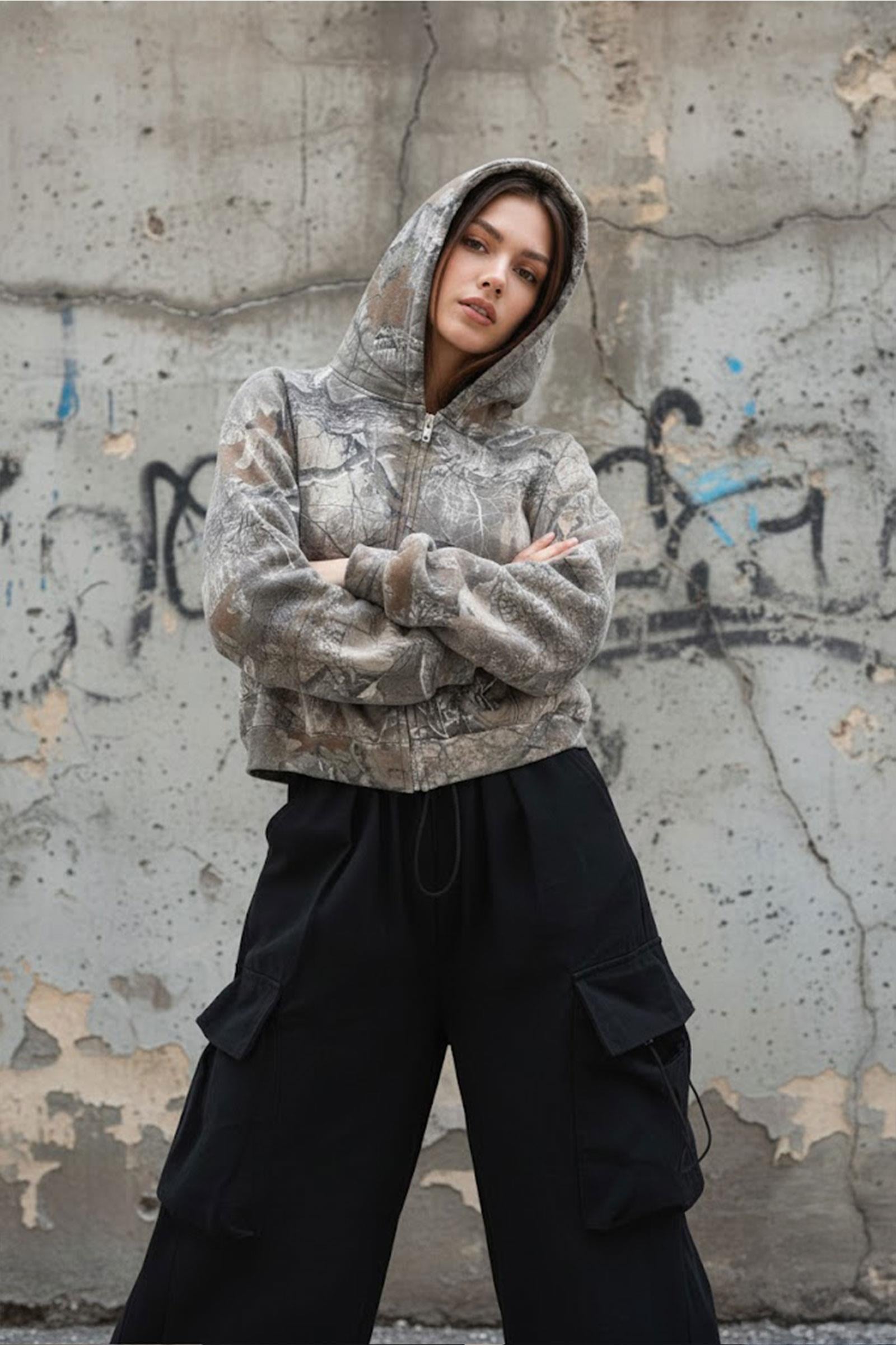 Kamuflaj Outdoor Unisex Kapüşonlu Hırka