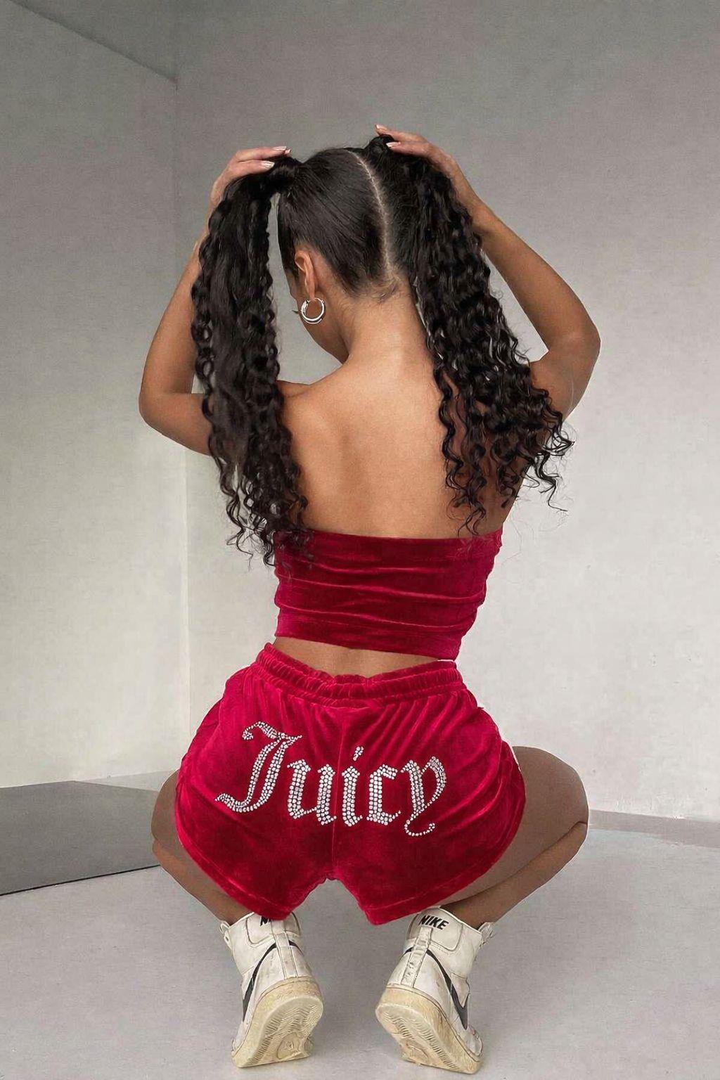 Kırmızı Juicy Crop Şort Takım