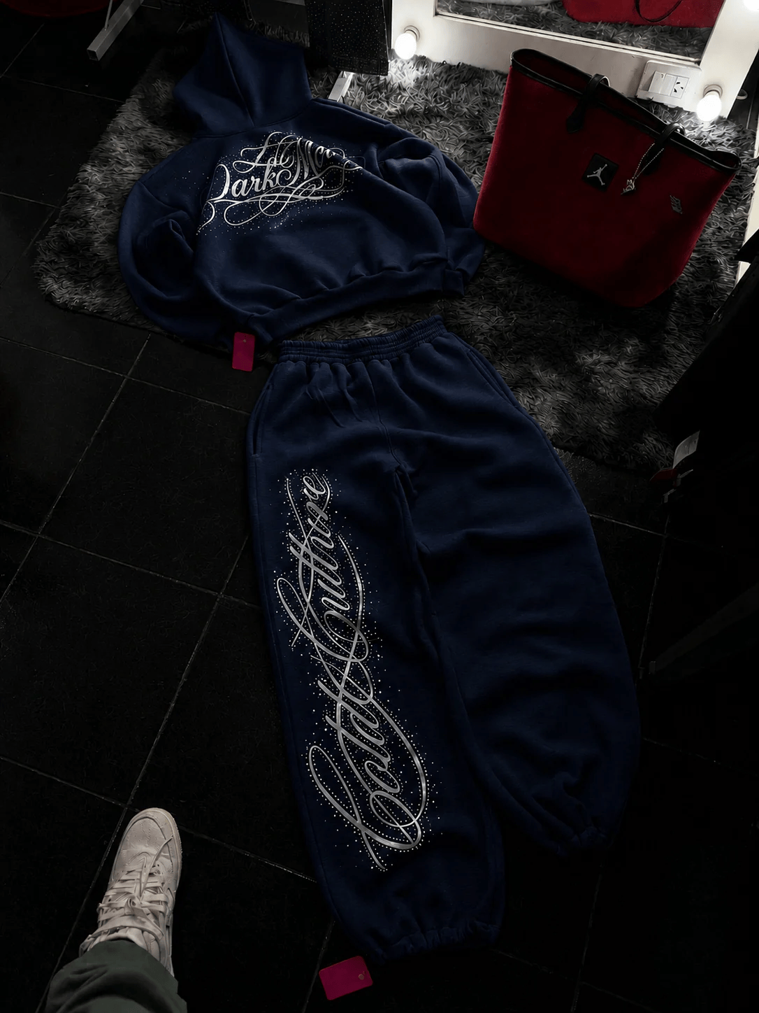 Lacivert Confidence Detaylı Baggy Unisex Eşofman Takımı